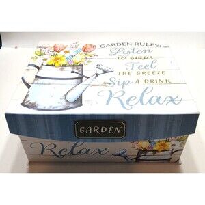 Decorative Gift Box Garden Rules Hook And Loop Closure Flowers Relax Cottage